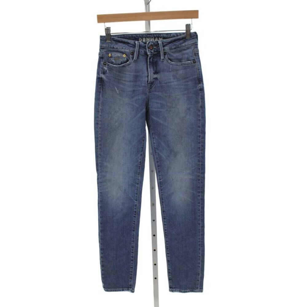 Denham Women Blue Skinny Jeans Cotton High Rise Button Inseam 32 Size 24